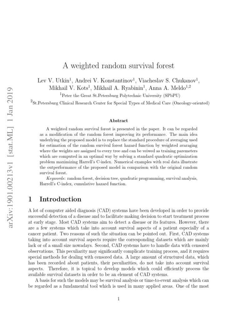 A Weighted Random Survival Forest | PDF | Statistics | Statistical Analysis