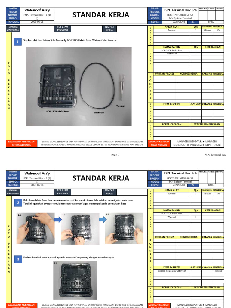 Proses Perakitan PSPL Terminal Box 8ch | PDF