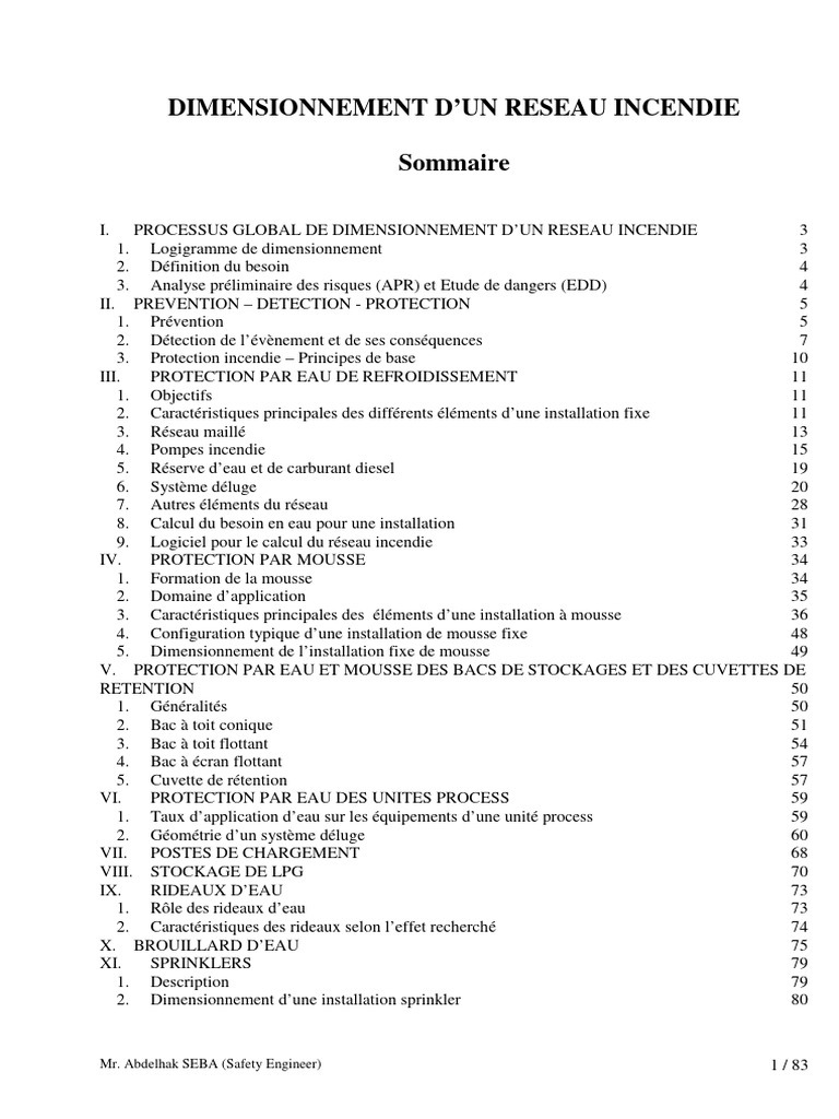 Dimensionnement Réseau Incendie | PDF | Soupape | Extincteur ...