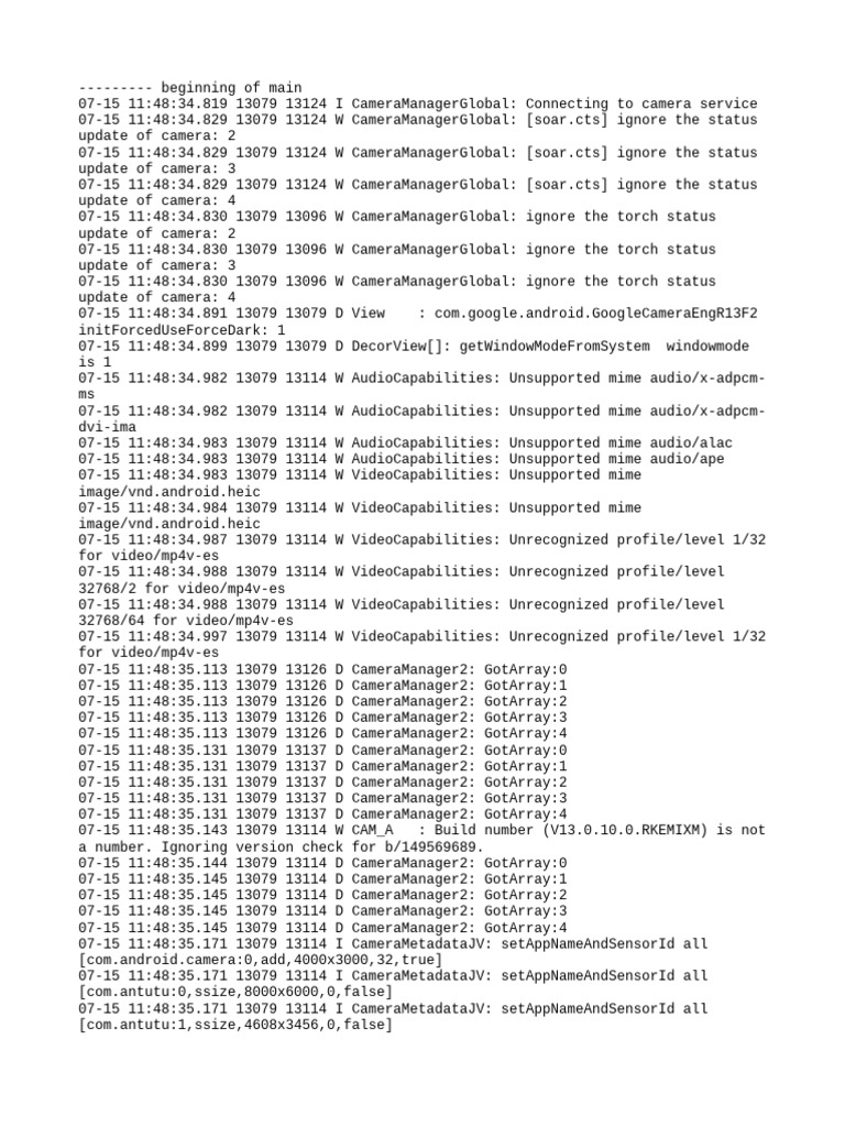 Camera Service Connection Log Analysis | PDF | Software Development ...