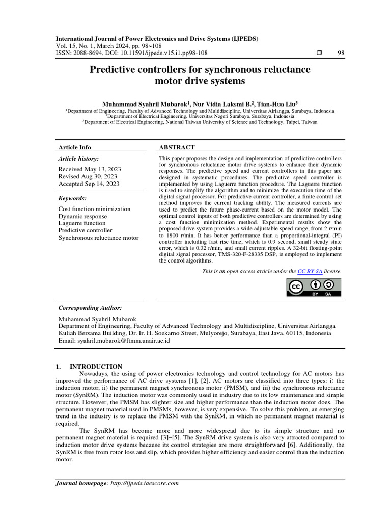 Predictive Controllers for SynRM Drives | PDF | Control Theory ...