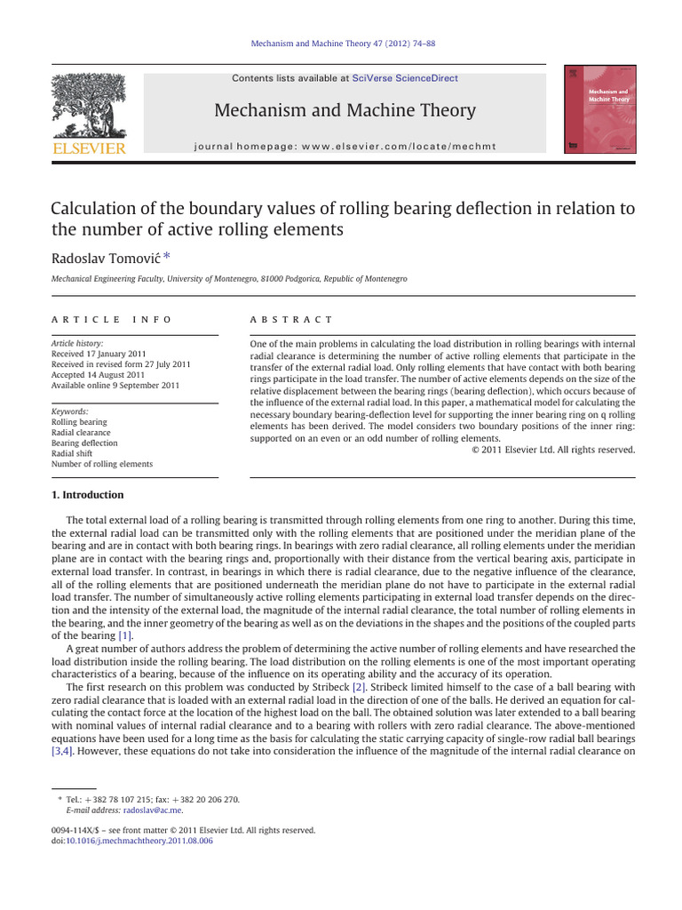 Calculation of The Boundary Values of Rolling Bearing Deflection in ...