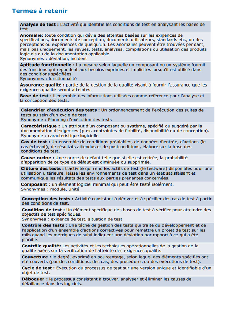 Termes À Retenir ISTQB | PDF