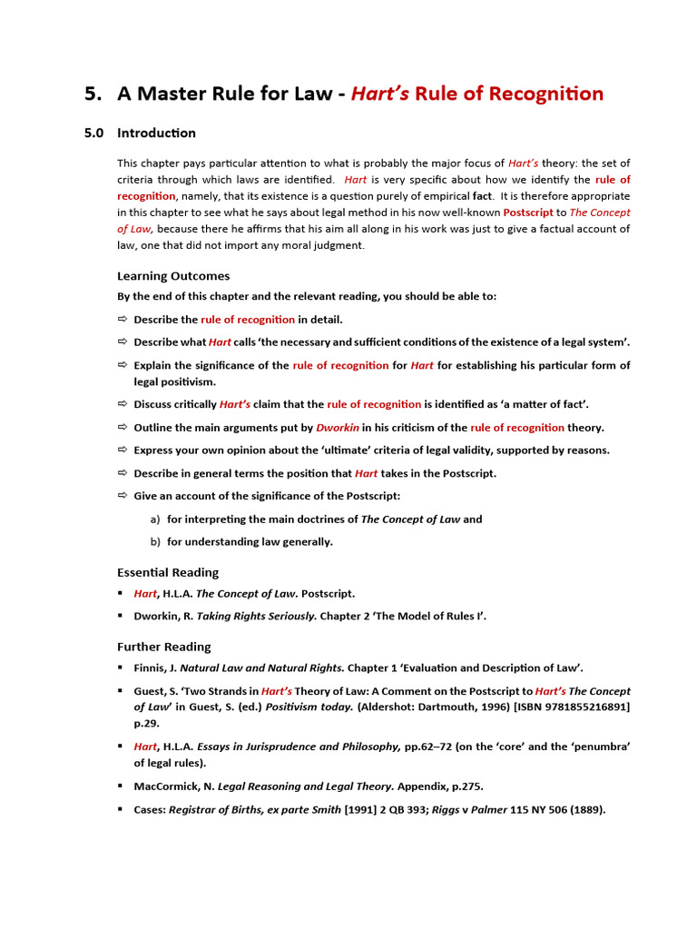 Hart's Rule of Recognition Explained | PDF | Jurisprudence | Theory