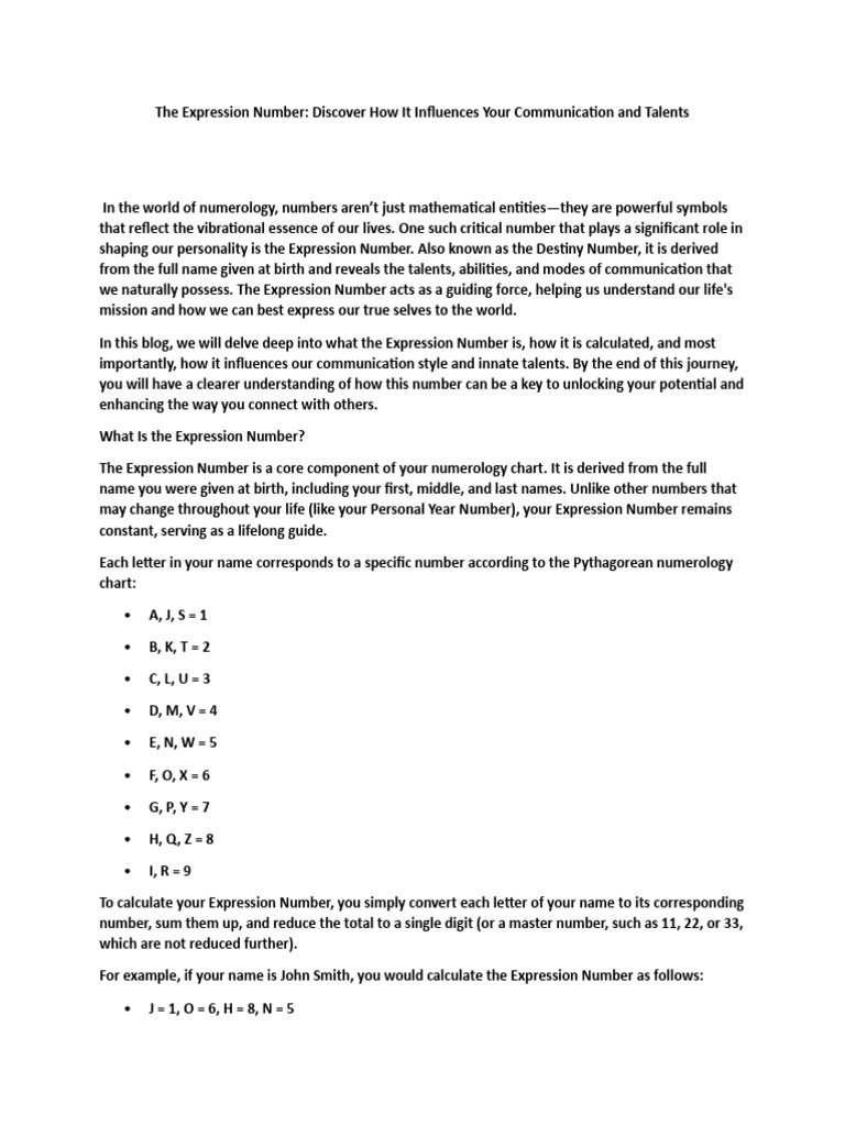The Expression Number: Discover How It Influences Your Communication ...