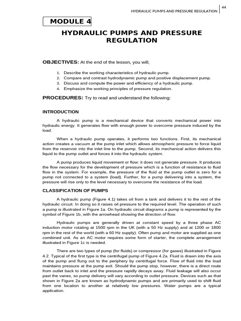 Hydraulic Pump Pressure Regulation Guide | PDF | Pump | Valve