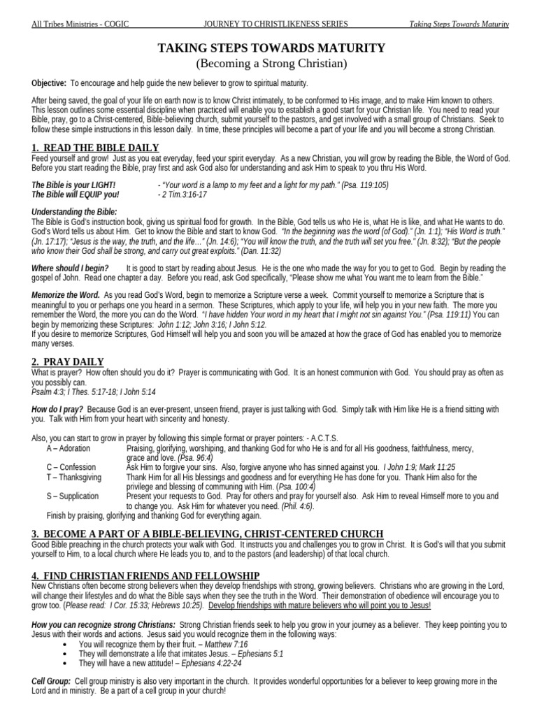 L3 - Taking Steps Towards Maturity | PDF | Prayer | Jesus