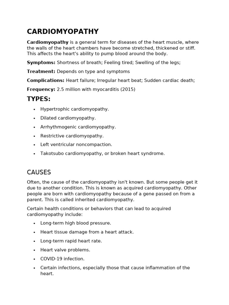 Cardiomyopathy Pdf Heart Physiology