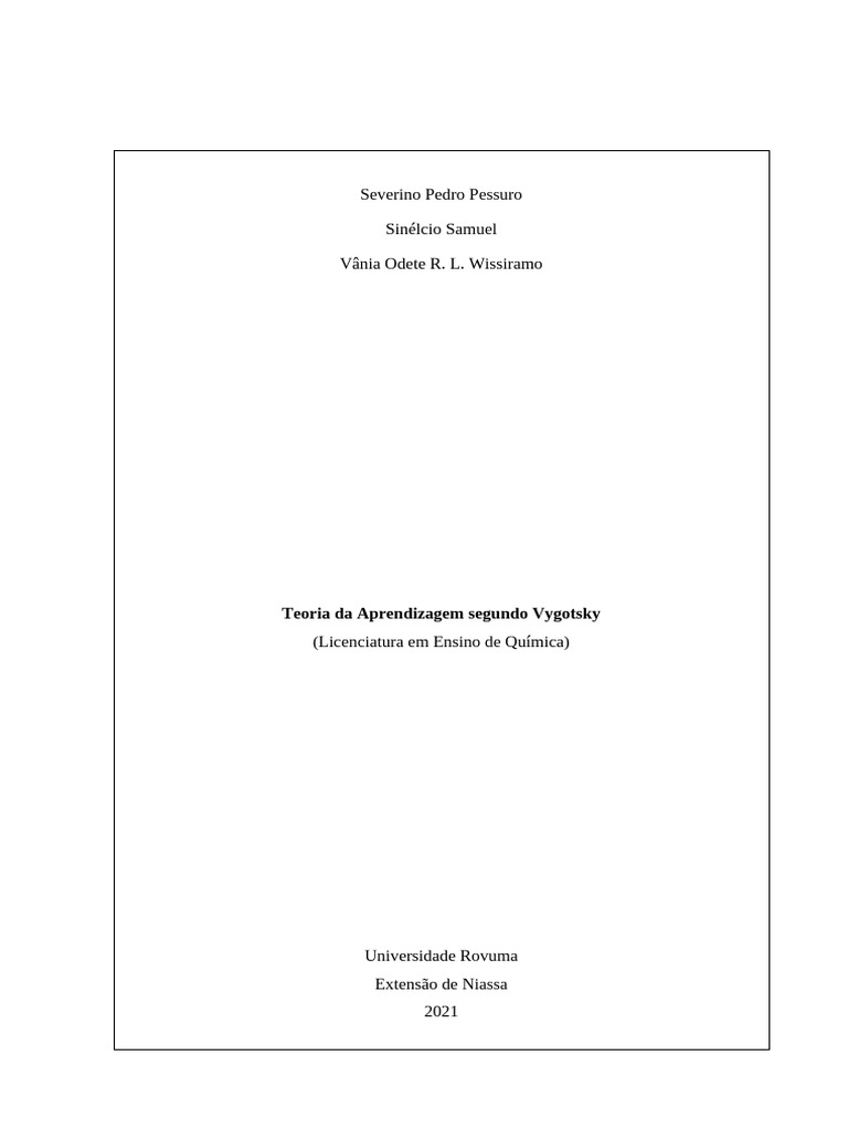 Teoria da Aprendizagem de Vygotsky | PDF | Aprendizado | Pensamento