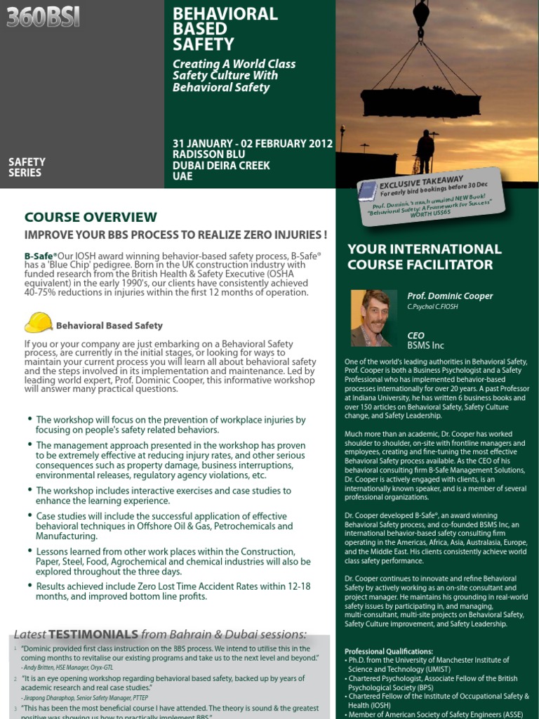 Behavioural Based Safety 31 January 02 February 2012 Dubai UAE PDF