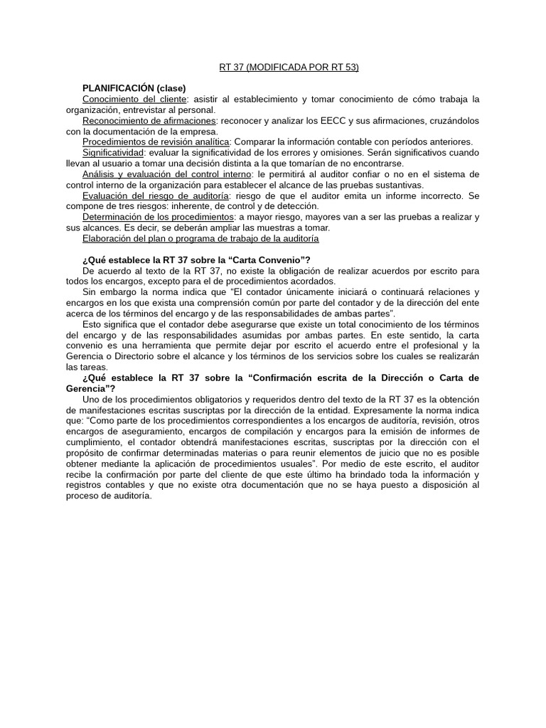Normas y Cambios en Auditoría RT 37 | PDF | Contralor | Auditoría