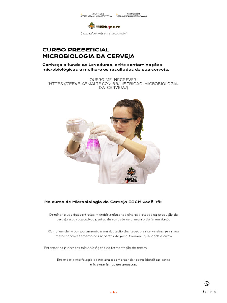 Curso de Microbiologia da Cerveja ESCM | PDF | Cerveja | Biotecnologia