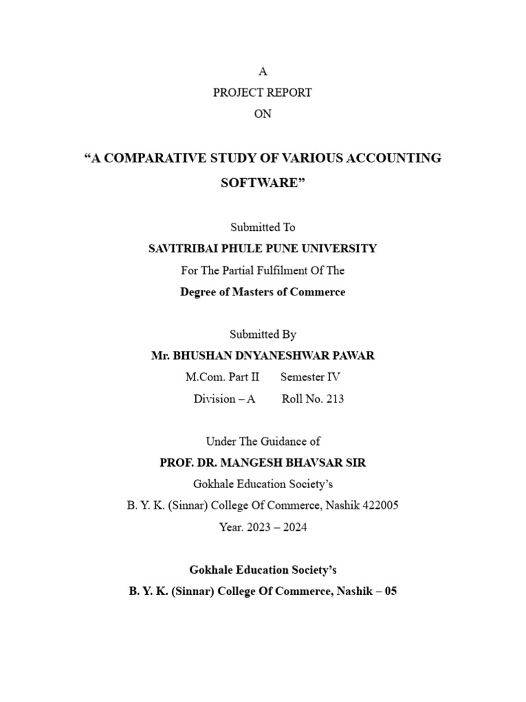 Comparative Study Accounting Software Pdf Accounting Business