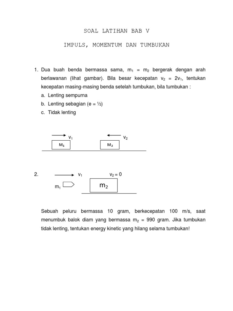 Soal Impuls Momentum Dan Tumbukan