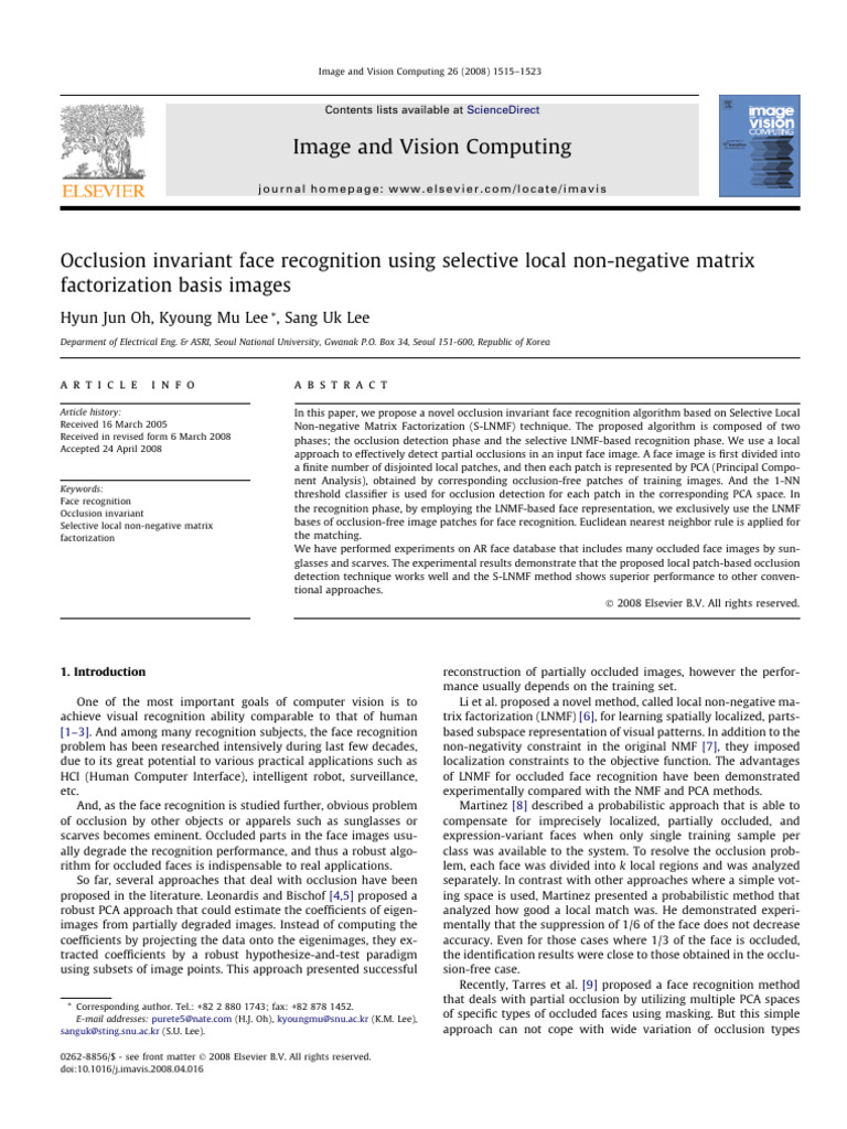 Occlusion Invariant Face Recognition Algorithm | PDF | Machine Learning ...