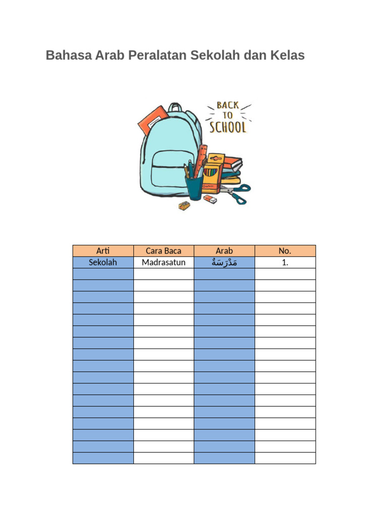 Bahasa Arab Peralatan Sekolah dan Kelas | PDF