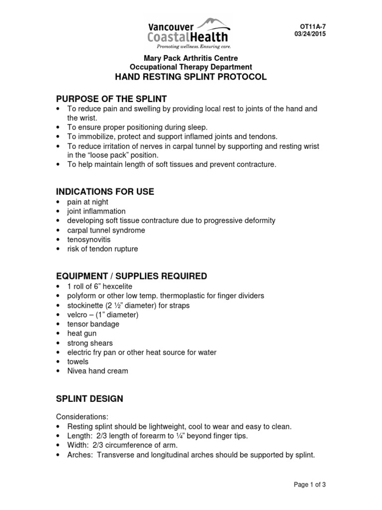 Hand Splint Guide for Arthritis | PDF | Hand | Carpal Tunnel Syndrome
