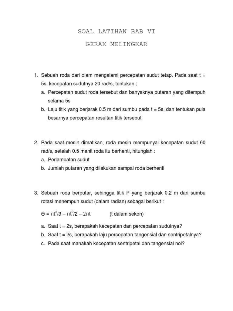 Soal Gerak Melingkar