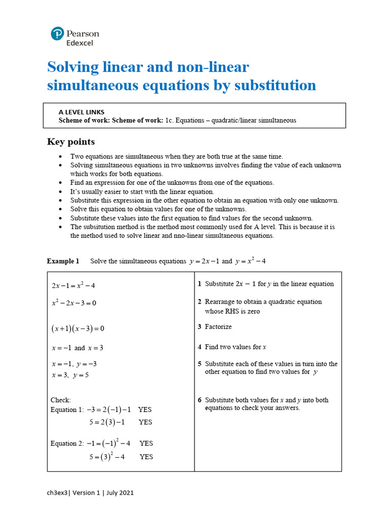 Example 3 chapter 3 solving linear and non linear simultaneous