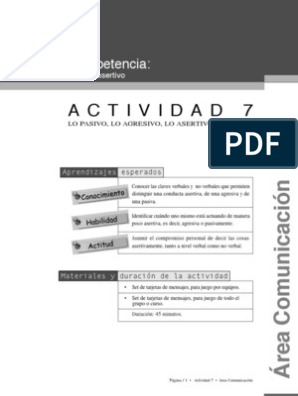 Actividad - 7 Pasivo, Agresivo, Asertivo | PDF | Expresión facial |  Comunicación