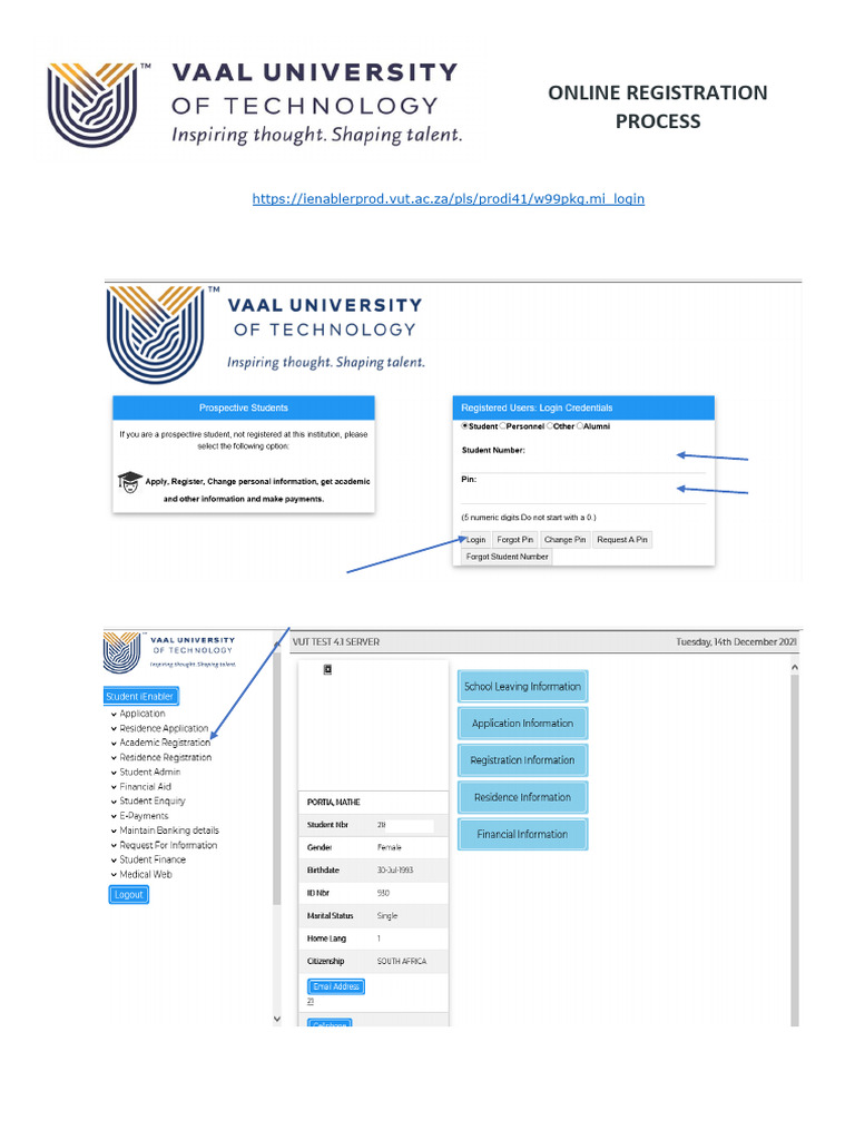 VUT Online Registration Guide | PDF