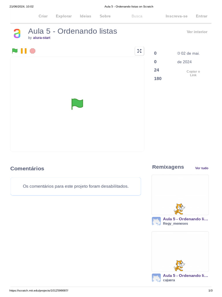 Aula 5: Ordenando Listas no Scratch | PDF