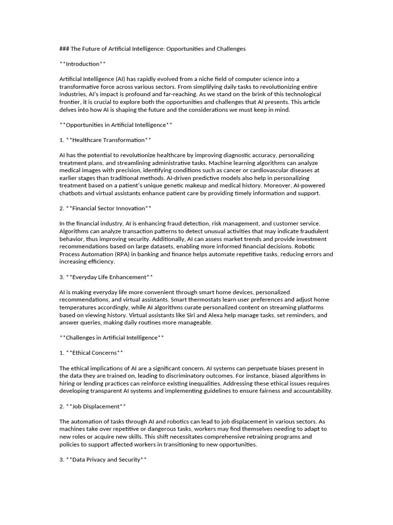 The Future of Artificial Intelligence | PDF | Artificial Intelligence ...
