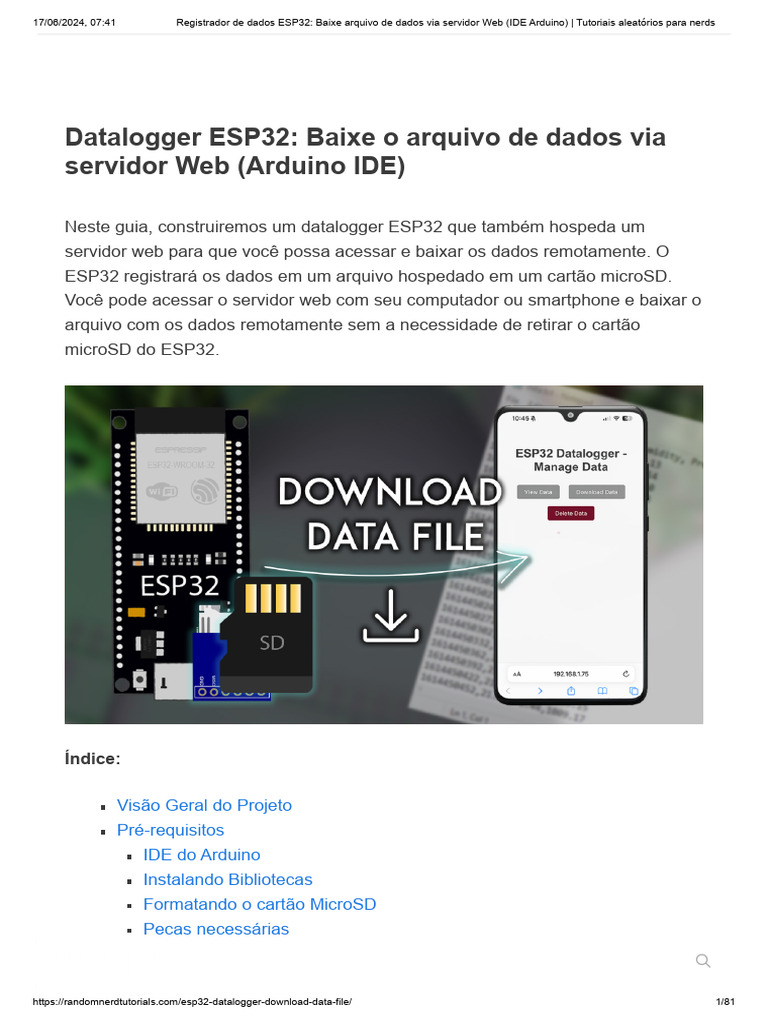 0001 registrador de dados esp32 baixe arquivo de dados via servidor