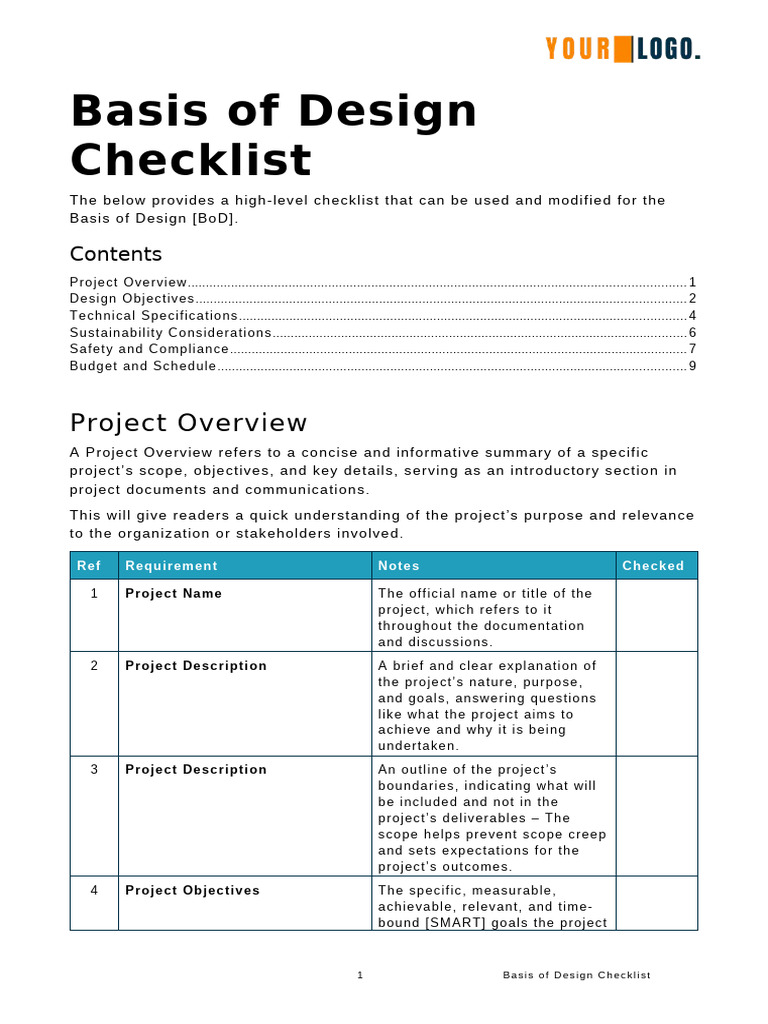 020 Basis of Design Checklist RevA | PDF | Efficient Energy Use | Safety
