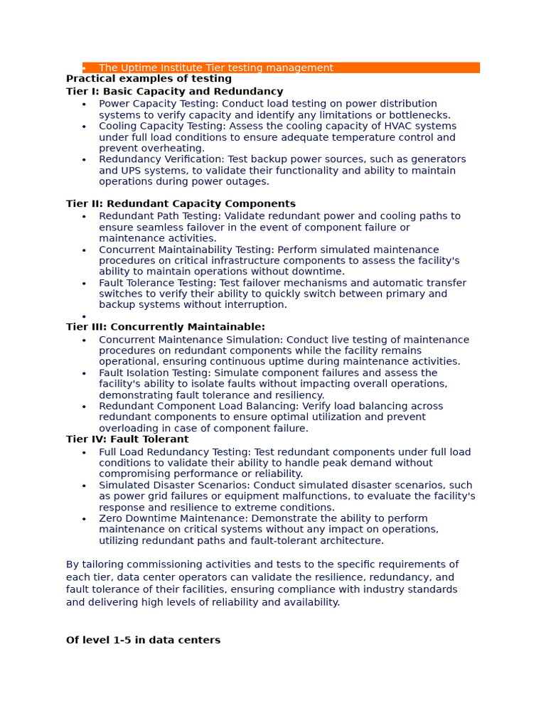 Data Center Commissioning Stages Pdf Fault Tolerance Data Center