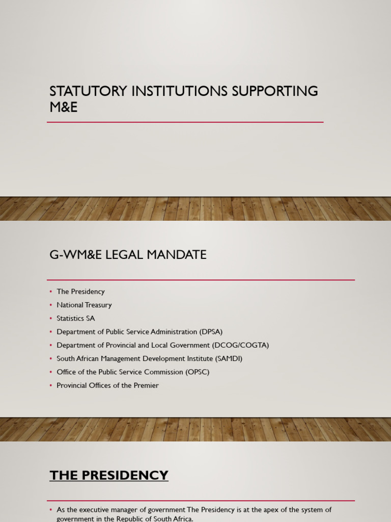 South Africa's M&E Statutory Institutions | PDF | Governance | Economies