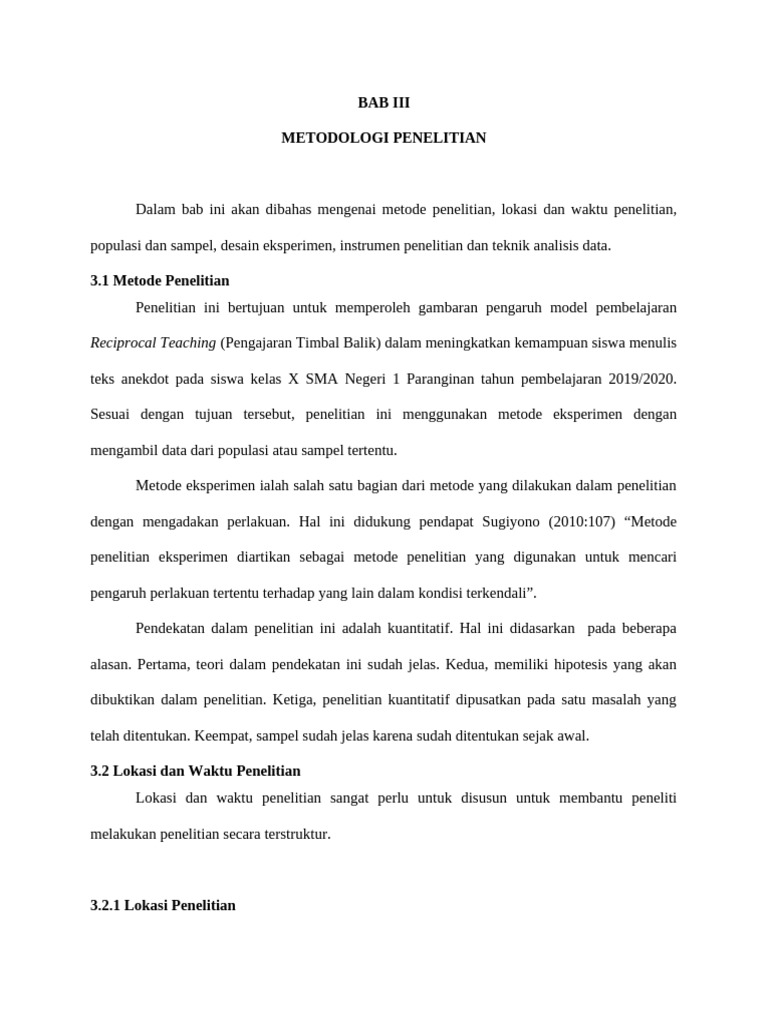 BAB III Metode Penelitian | PDF | Metode & Bahan Ajar | Sains & Matematika