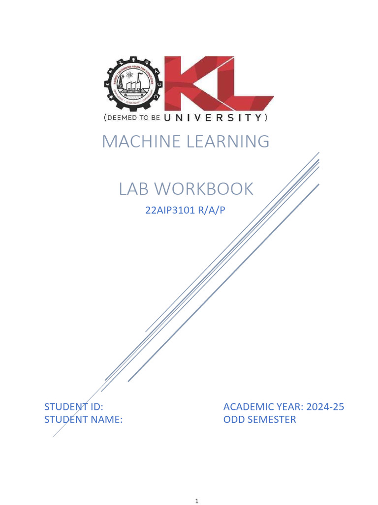 Machine Learning Lab Workbook 2024-25 | PDF | Machine Learning ...