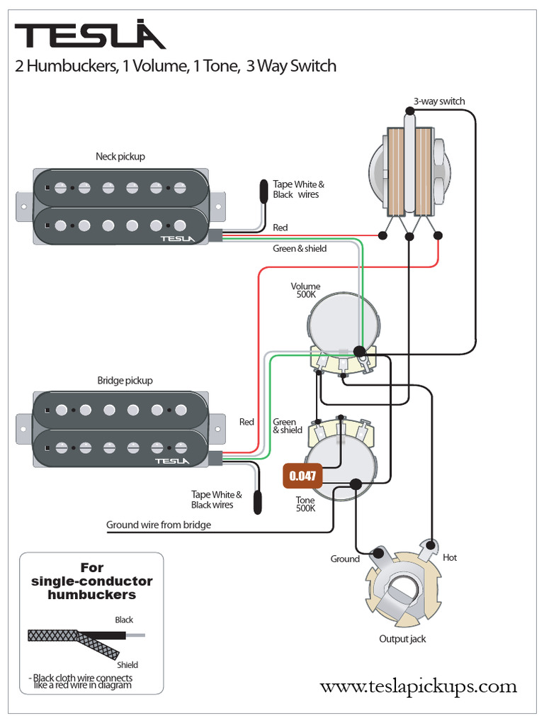 2 Humbuckers 1 Volume 1 Tone 3 Way Switch | PDF