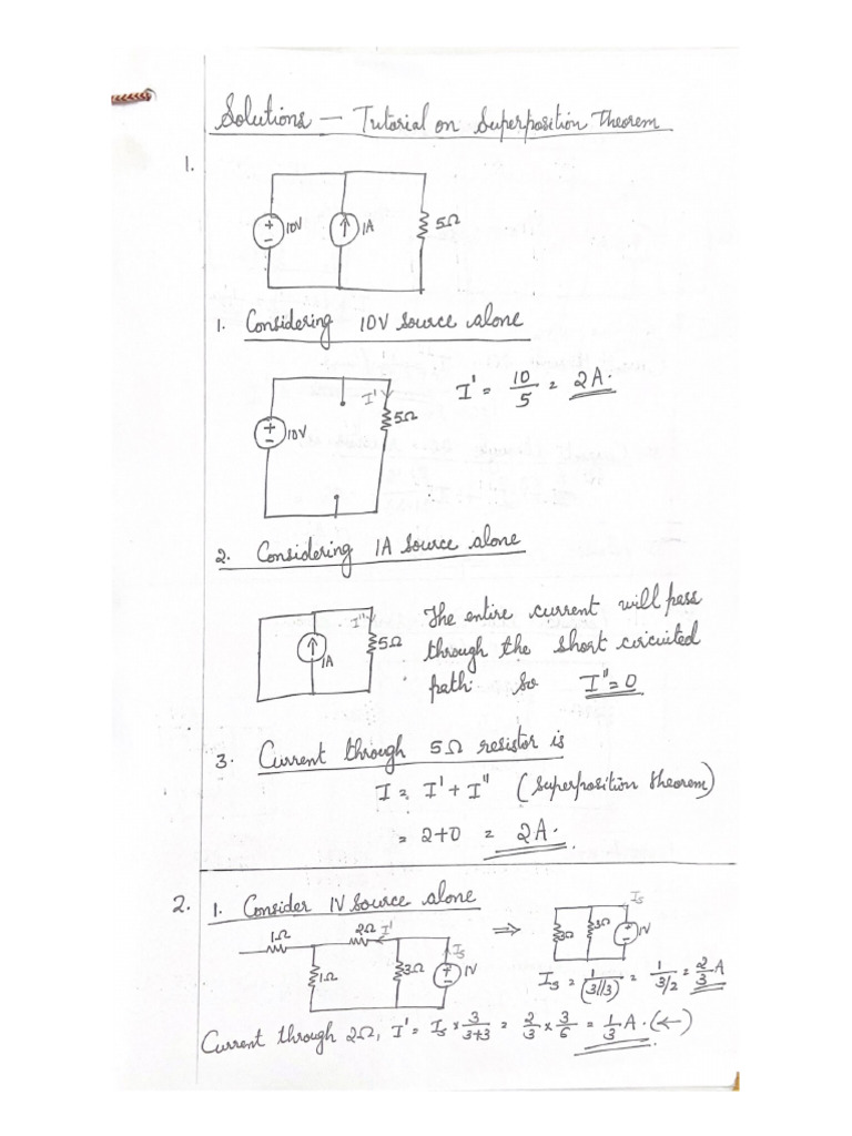Key Tutorial 1 Superposition Theorem | PDF