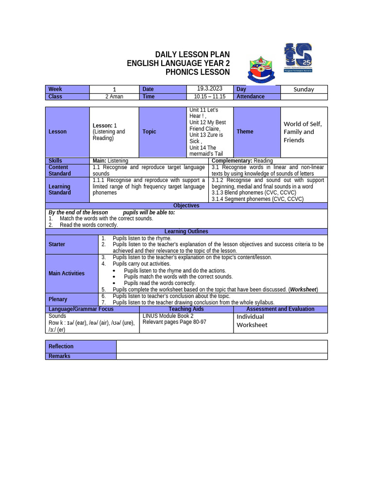 Year 2 Phonics Lesson Plans | PDF | Phonics | Word
