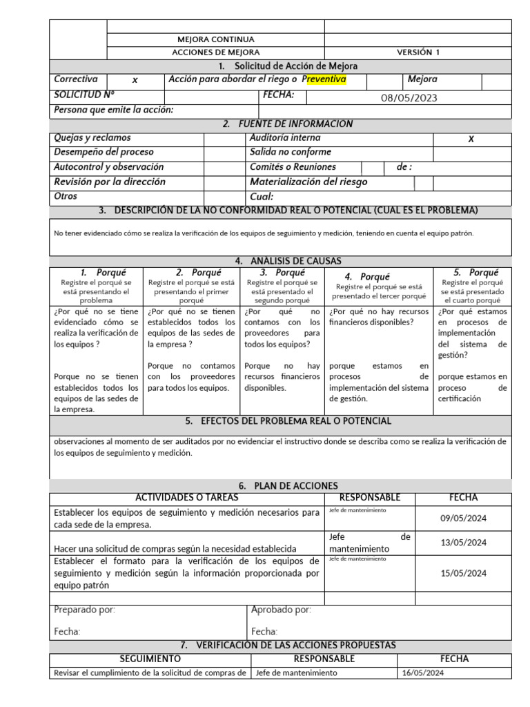 Acciones de Mejora - Instructivo. | PDF | Auditoría | Business