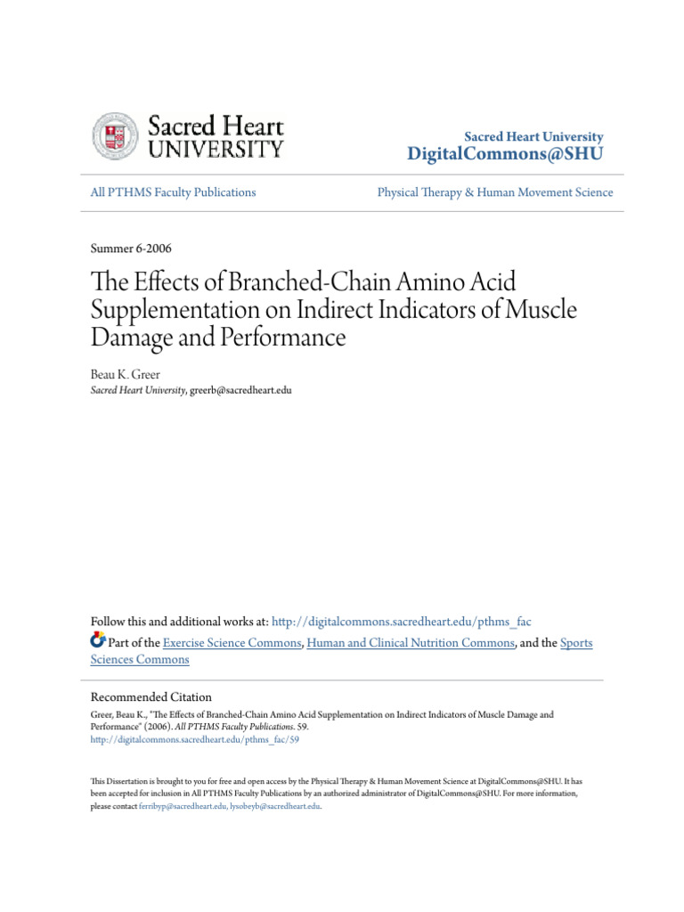 The Effects of Branched-Chain Amino Acid Supplementation On Indir | PDF ...