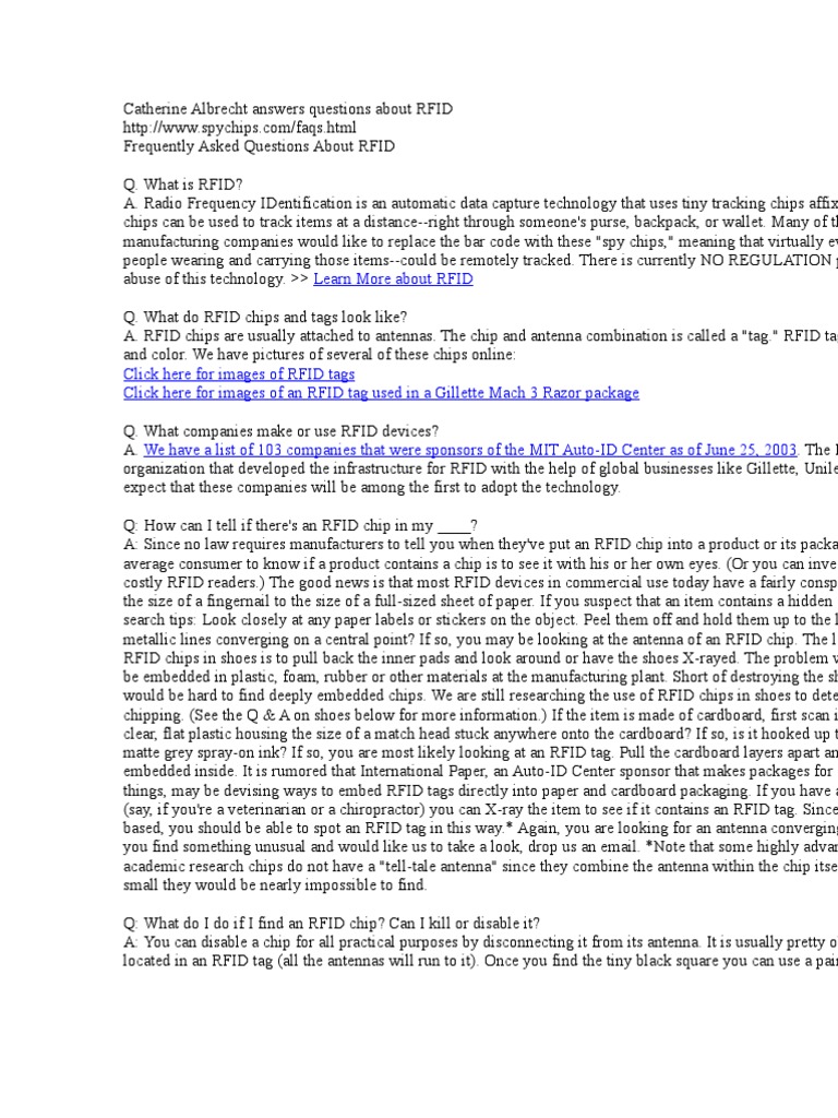 Dr. Katherine Albrecht Answers Questions About RFID PDF Radio