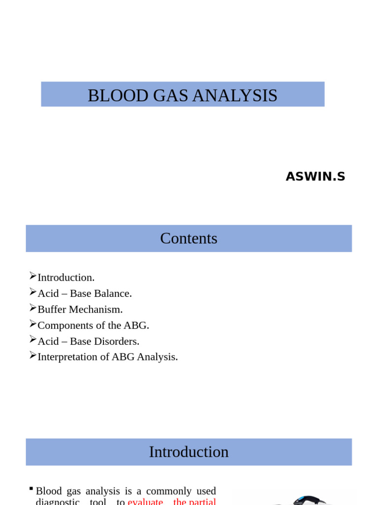 Blood Gas Analysis Overview | PDF | Physiology | Clinical Medicine