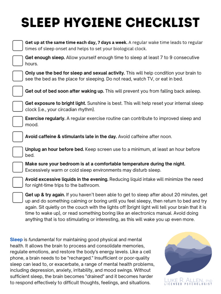 Sleep+Hygiene+Checklist | PDF