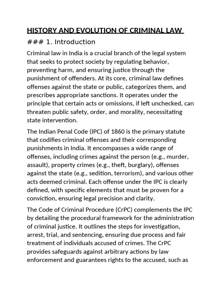 HISTORY AND EVOLUTION OF CRIMINAL LAW by Ashutosh | PDF | Crimes ...