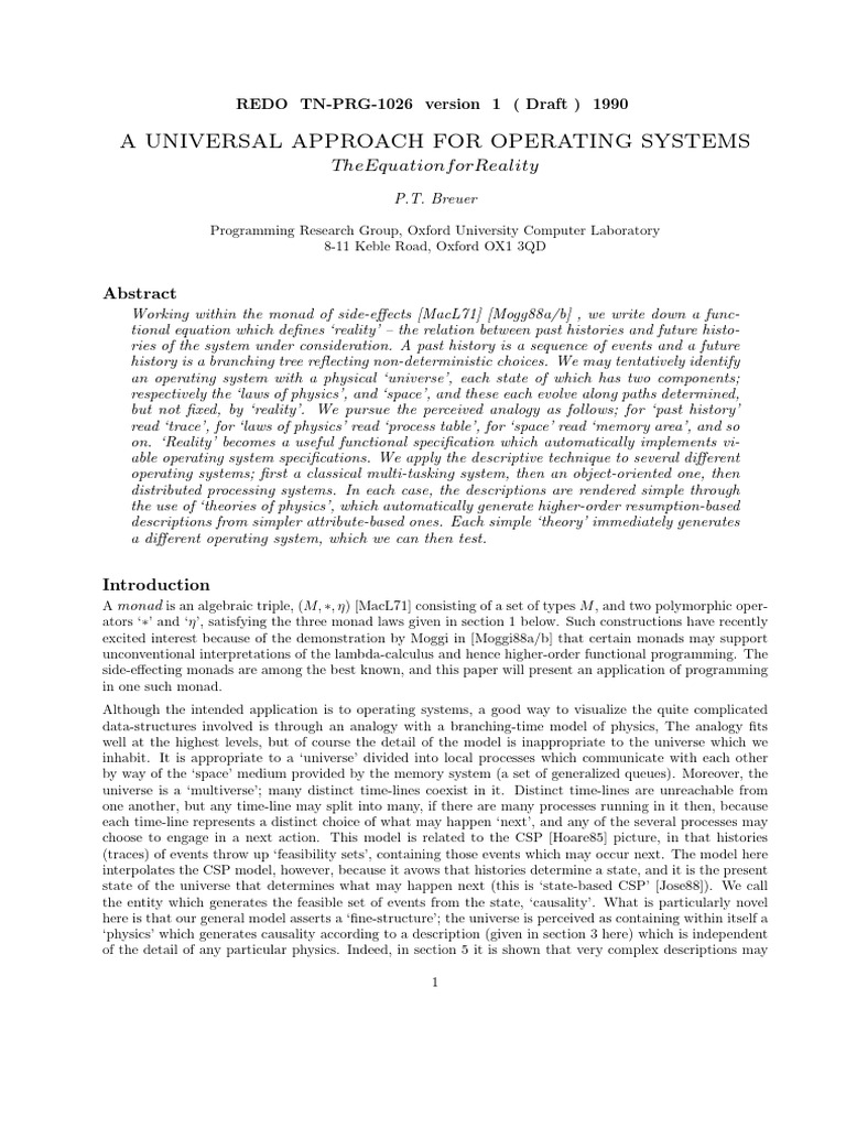 A Universal Approach For Operating Syste | PDF | Function (Mathematics ...
