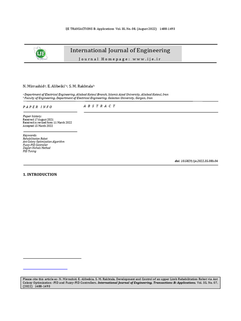 IJE Volume 35 Issue 8 Pages 1488-1493 | PDF | Control Theory ...