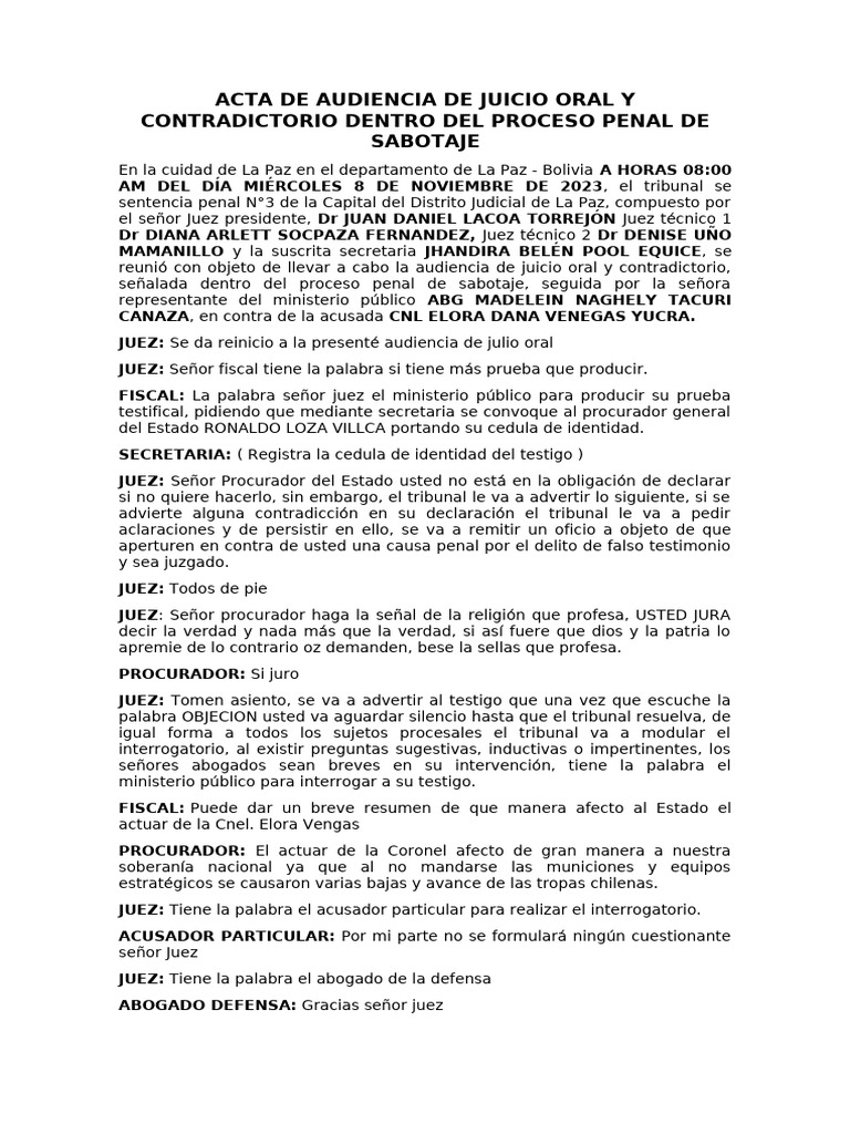Juicio Oral Penal | PDF | Testigo | Fiscal