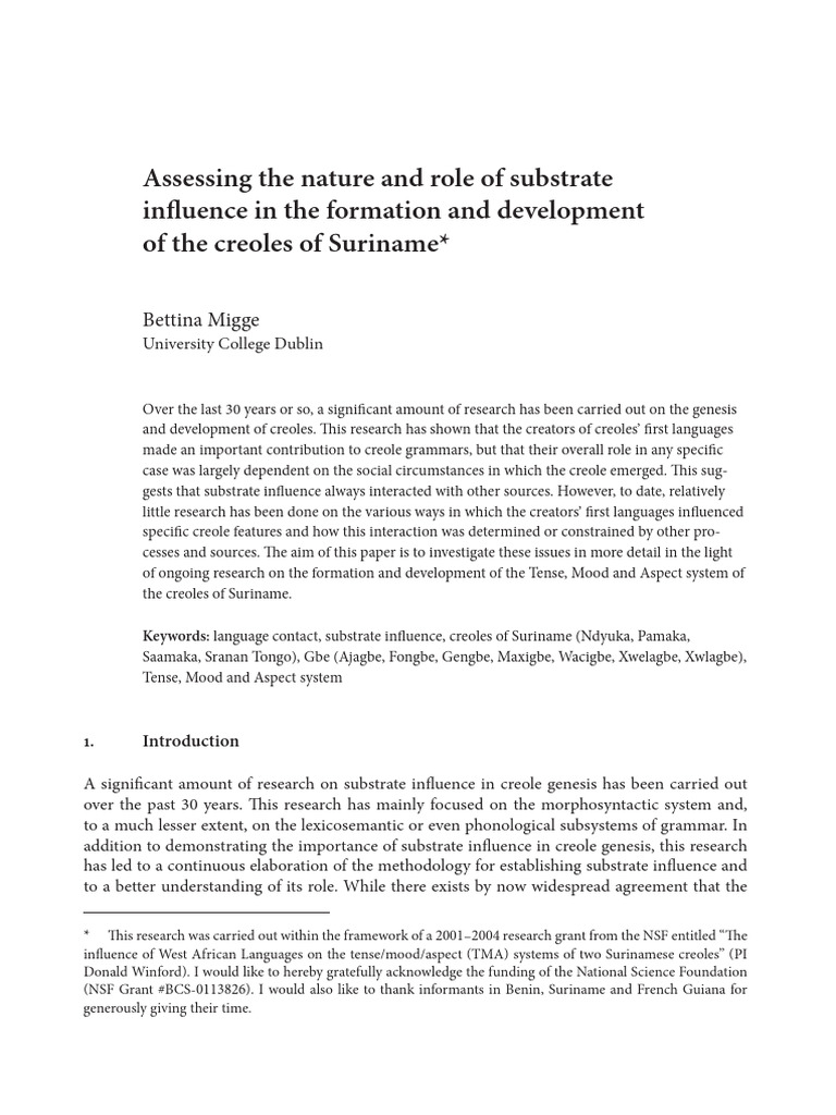 Migge 2011 Assessing The Nature and Role of Substrate Influence in ...