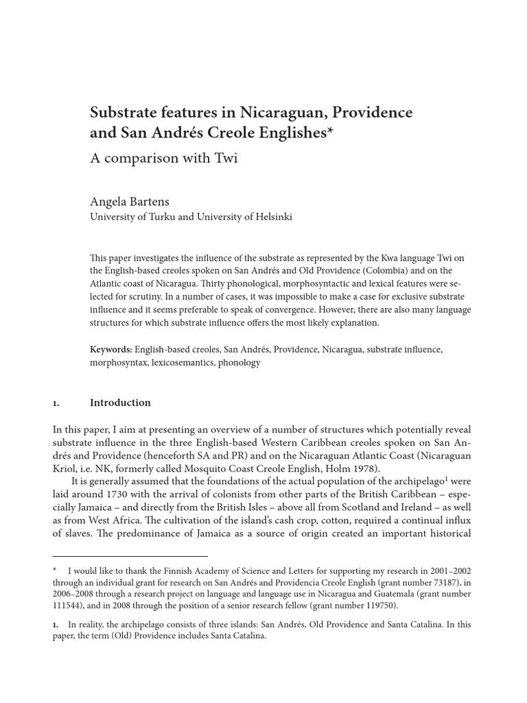 Bartens 2011 Substrate Features in Nicaraguan, Providence and San ...