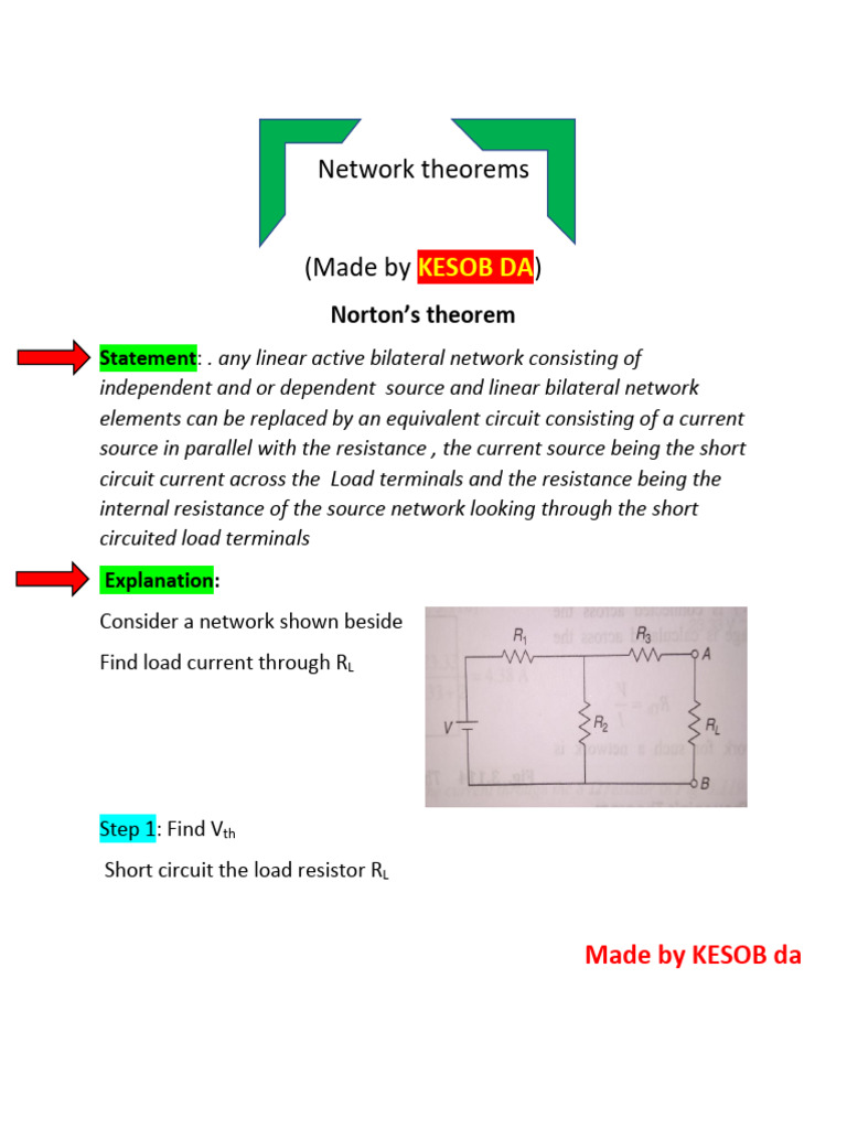 Norton's Theorem Explained | PDF | Electrical Network | Computer ...