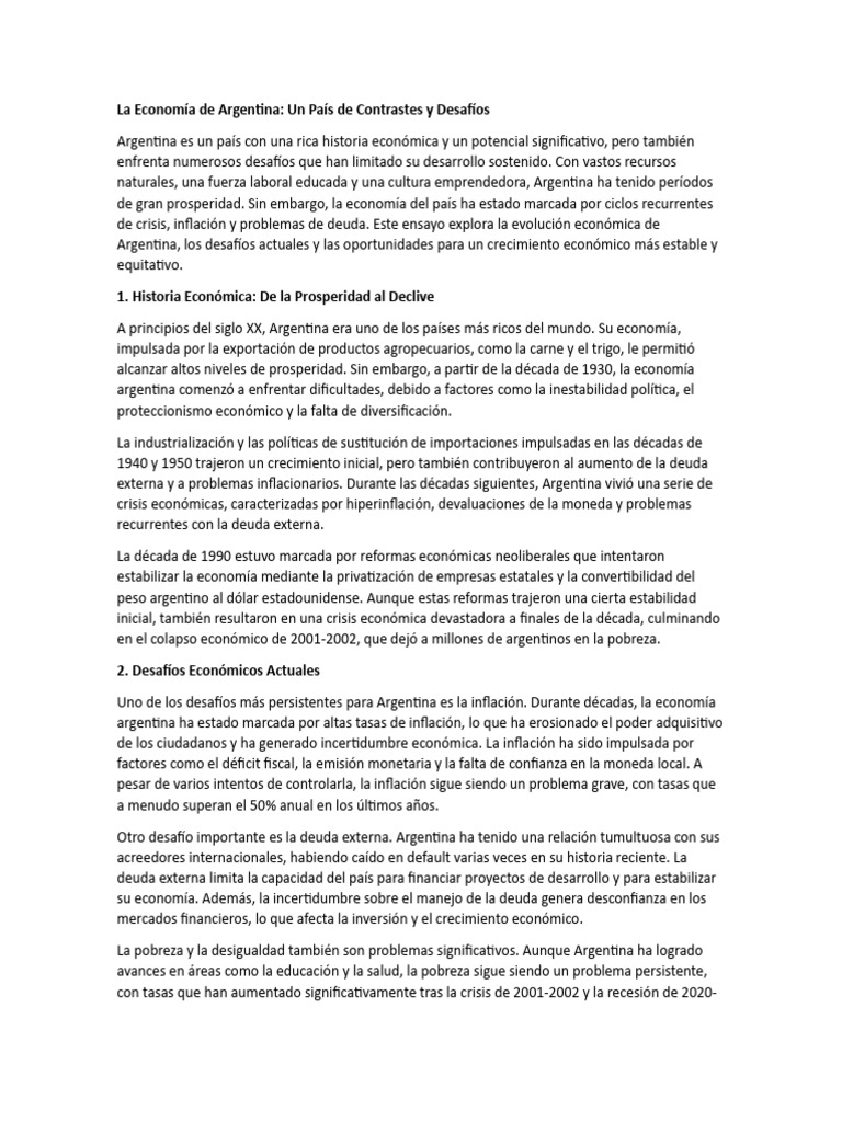 Economía Argentina: Retos y Oportunidades | PDF | Inflación | Deuda