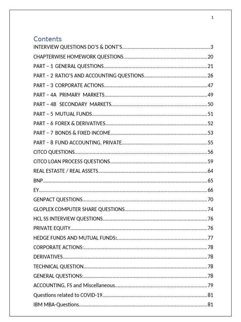 Interview & Finance Study Guide | PDF | Balance Sheet | Expense
